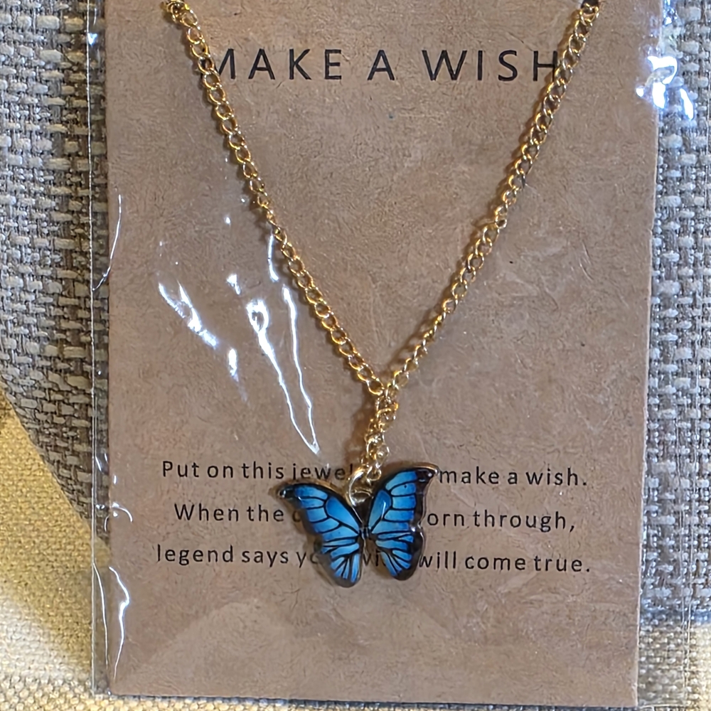 Make A Wish Goldtone Butterfly Necklace